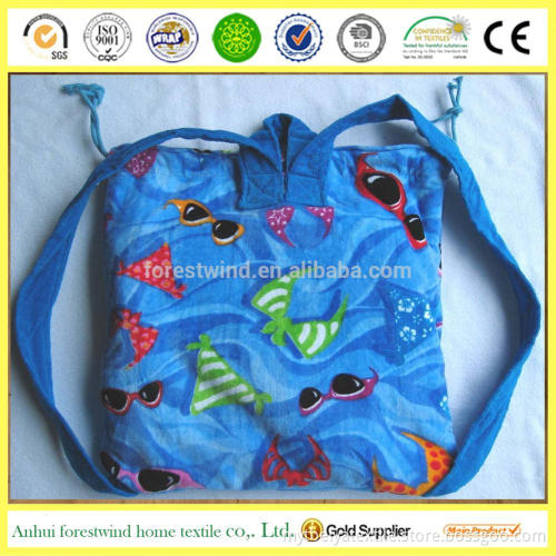 100% terry cotton rucksack with printed towel